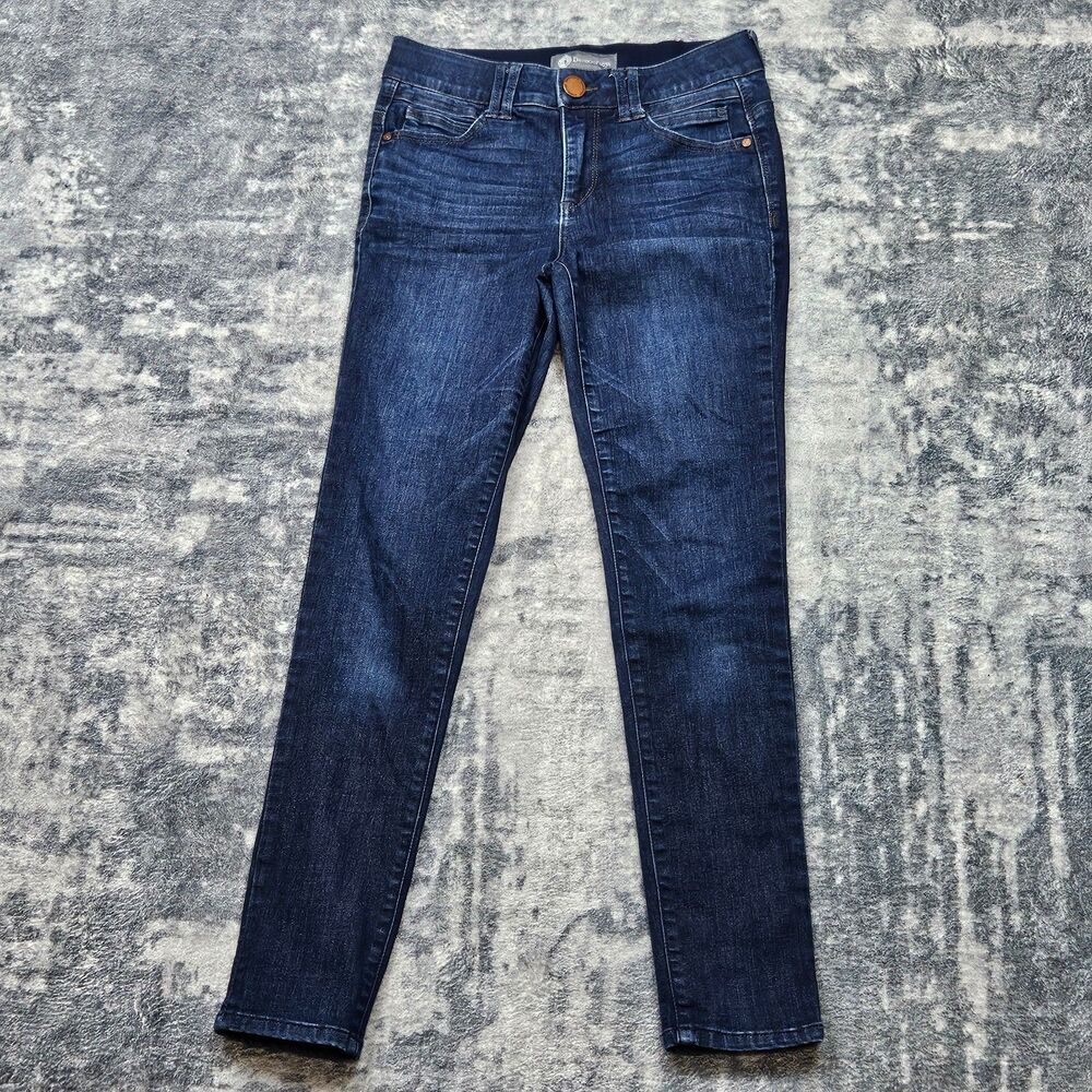 Democracy AB Solutions Women's Size 2 Blue Skinny Leg Jeans Whiskers Stretch